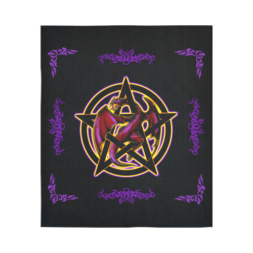 Red Dragon Pentacle Fantasy Art Cotton Linen Wall Tapestry 51"x 60"