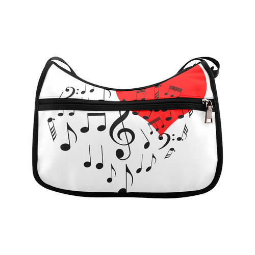 Singing Heart Red Song Black Music Love Romantic Crossbody Bags (Model 1616)