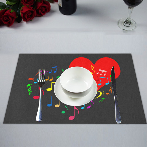 Singing Heart Red Song Color Music Love Romantic Placemat 14’’ x 19’’ (Set of 2)
