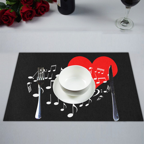 Singing Heart Red Note Music Love Romantic White Placemat 14’’ x 19’’ (Set of 6)