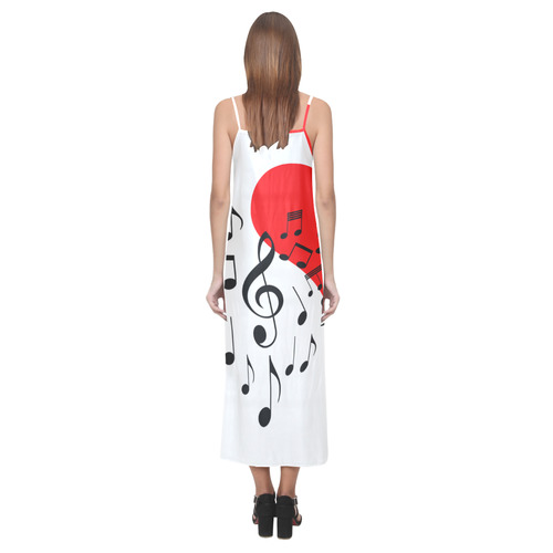 Singing Heart Red Song Black Music Love Romantic V-Neck Open Fork Long Dress(Model D18)