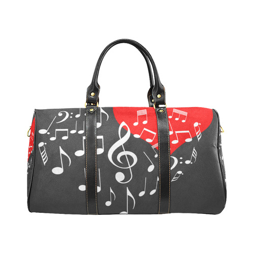 Singing Heart Red Note Music Love Romantic White New Waterproof Travel Bag/Small (Model 1639)