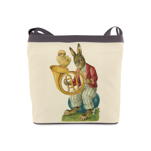 Vintage Easter Bunny Chick French Horn Crossbody Bags (Model 1613)