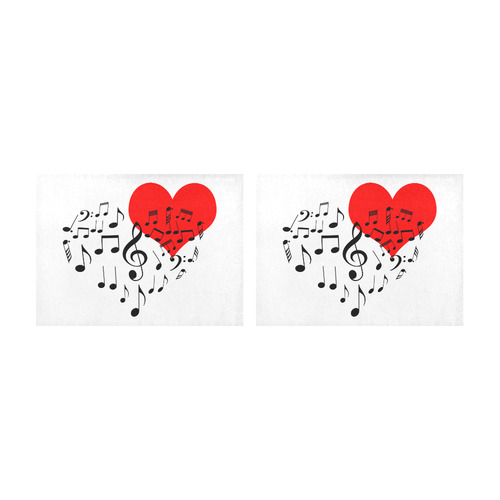 Singing Heart Red Song Black Music Love Romantic Placemat 14’’ x 19’’ (Set of 2)