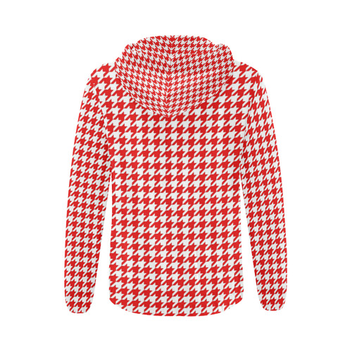 Friendly Houndstooth Pattern,red by FeelGood All Over Print Full Zip Hoodie for Women (Model H14)