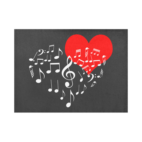 Singing Heart Red Note Music Love Romantic White Placemat 14’’ x 19’’ (Set of 4)