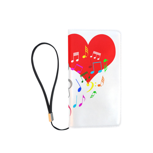 Singing Heart Red Song Color Music Love Romantic Men's Clutch Purse （Model 1638）
