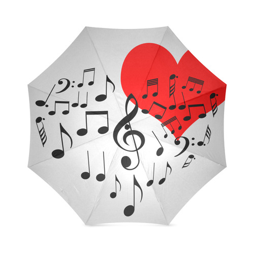 Singing Heart Red Song Black Music Love Romantic Foldable Umbrella (Model U01)