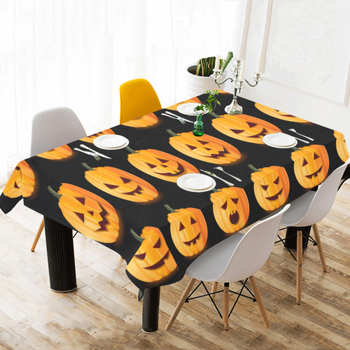 Funny Halloween Pumpkins Pattern Cotton Linen Tablecloth 60"x120"