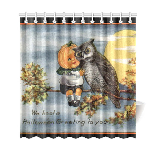 Pumpkin Owl Vintage Halloween Hoot Shower Curtain 69"x72"