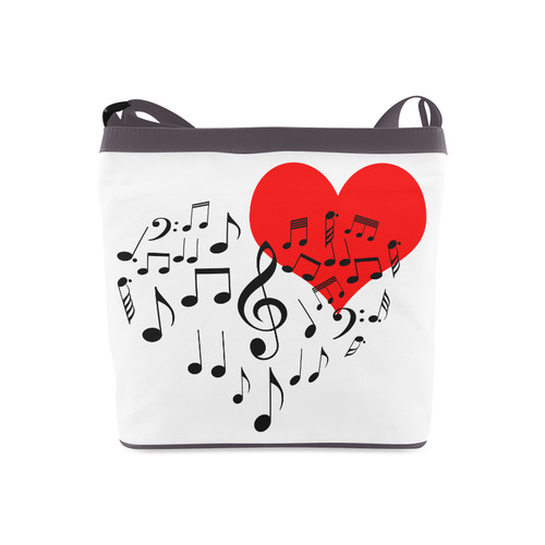 Singing Heart Red Song Black Music Love Romantic Crossbody Bags (Model 1613)