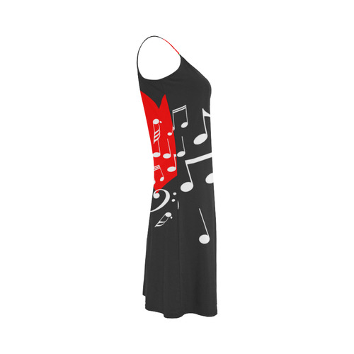 Singing Heart Red Note Music Love Romantic White Alcestis Slip Dress (Model D05)