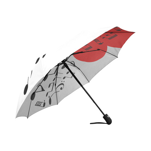 Singing Heart Red Song Black Music Love Romantic Auto-Foldable Umbrella (Model U04)