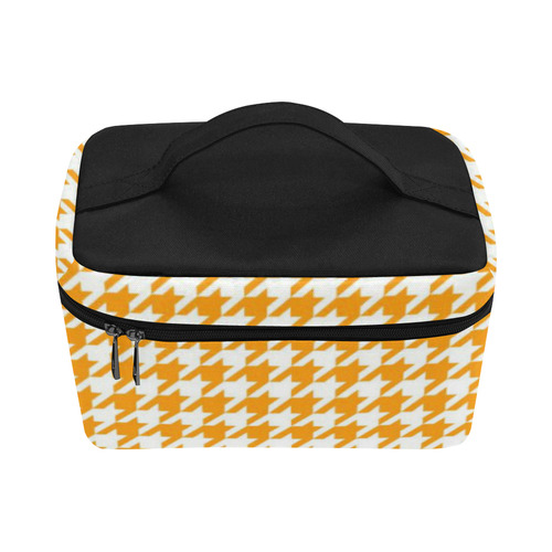 Friendly Houndstooth Pattern, orange by FeelGood Cosmetic Bag/Large (Model 1658)
