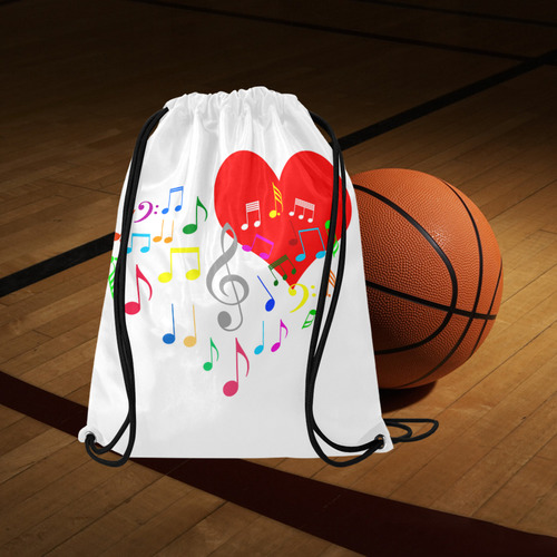 Singing Heart Red Song Color Music Love Romantic Large Drawstring Bag Model 1604 (Twin Sides)  16.5"(W) * 19.3"(H)