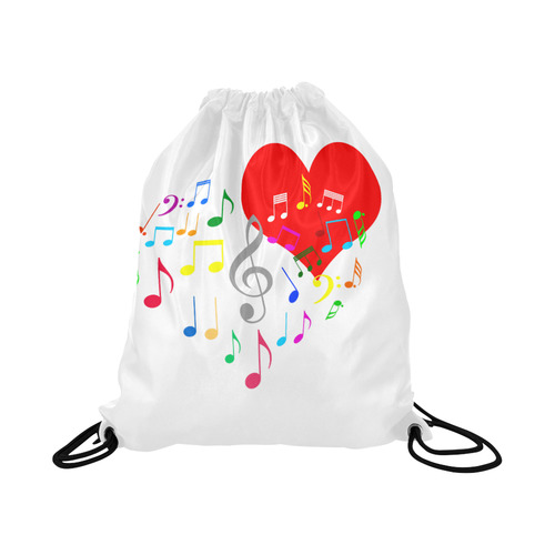 Singing Heart Red Song Color Music Love Romantic Large Drawstring Bag Model 1604 (Twin Sides)  16.5"(W) * 19.3"(H)