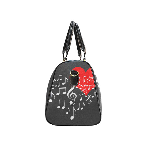 Singing Heart Red Note Music Love Romantic White New Waterproof Travel Bag/Small (Model 1639)