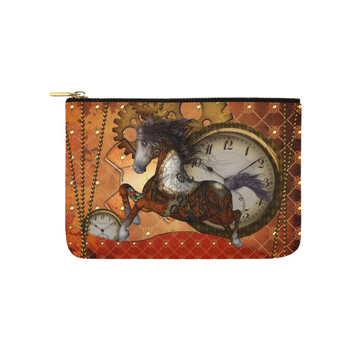 Steampunk, awesome steampunk horse Carry-All Pouch 9.5''x6''