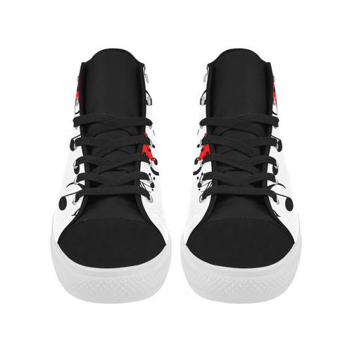 Singing Heart Red Song Black Music Love Romantic Aquila High Top Microfiber Leather Men's Shoes/Large Size (Model 032)