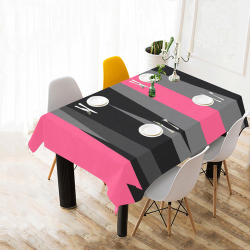 pink black and gray abstract Cotton Linen Tablecloth 60" x 90"