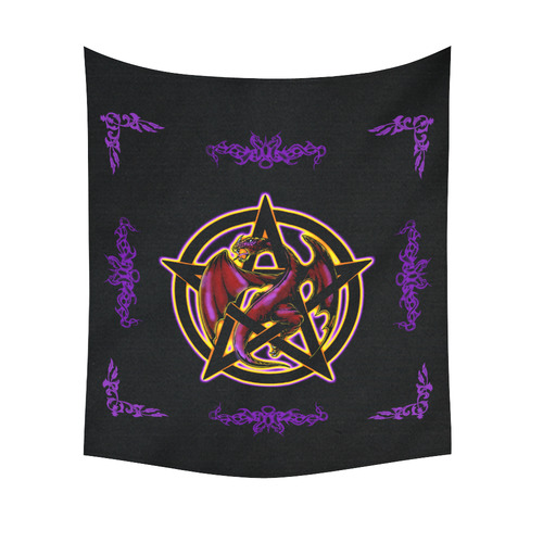 Red Dragon Pentacle Fantasy Art Cotton Linen Wall Tapestry 51"x 60"