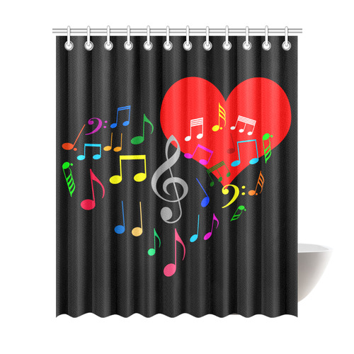 Singing Heart Red Song Color Music Love Romantic Shower Curtain 72"x84"