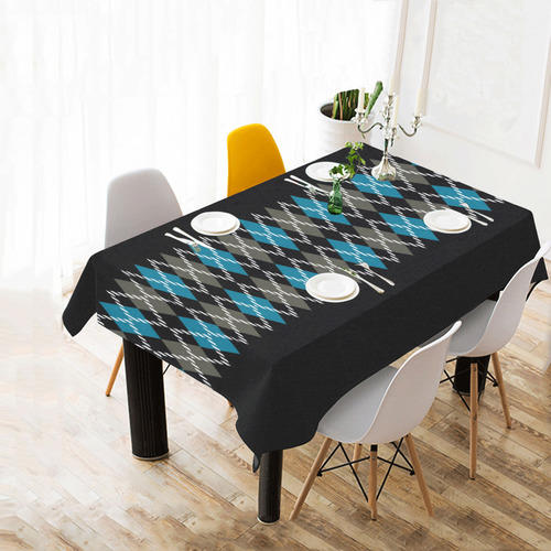 argyle 6 Cotton Linen Tablecloth 60" x 90"