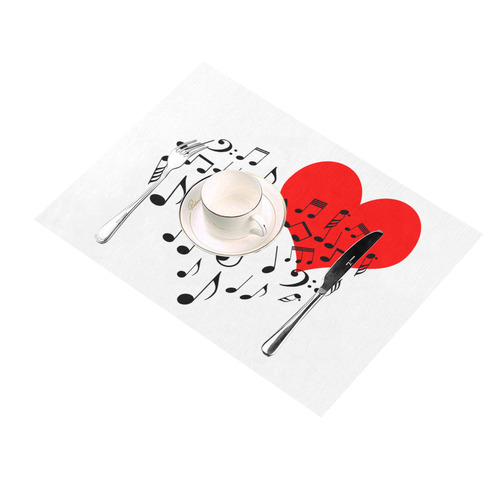 Singing Heart Red Song Black Music Love Romantic Placemat 14’’ x 19’’ (Set of 2)