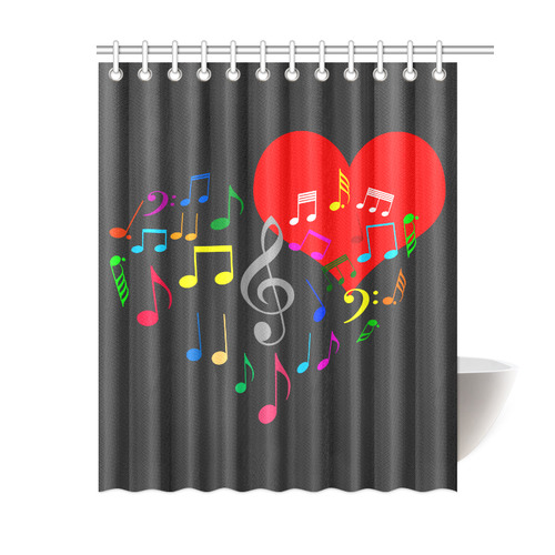 Singing Heart Red Song Color Music Love Romantic Shower Curtain 60"x72"