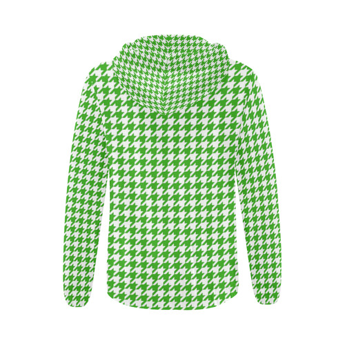 Friendly Houndstooth Pattern,green by FeelGood All Over Print Full Zip Hoodie for Women (Model H14)