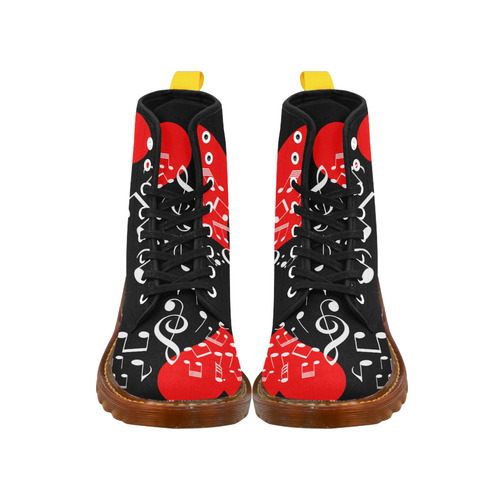 Singing Heart Red Note Music Love Romantic White Martin Boots For Men Model 1203H