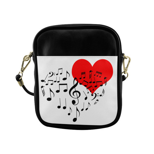 Singing Heart Red Song Black Music Love Romantic Sling Bag (Model 1627)