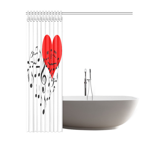 Singing Heart Red Song Black Music Love Romantic Shower Curtain 60"x72"