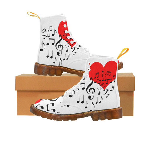 Singing Heart Red Song Black Music Love Romantic Martin Boots For Women Model 1203H