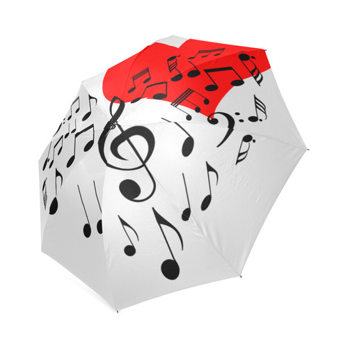 Singing Heart Red Song Black Music Love Romantic Foldable Umbrella (Model U01)