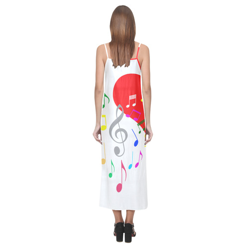 Singing Heart Red Song Color Music Love Romantic V-Neck Open Fork Long Dress(Model D18)