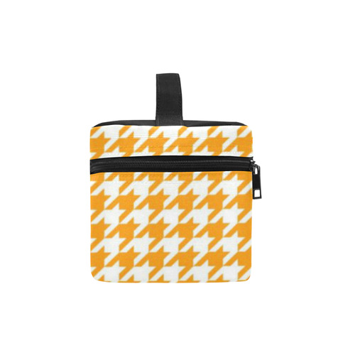 Friendly Houndstooth Pattern, orange by FeelGood Cosmetic Bag/Large (Model 1658)