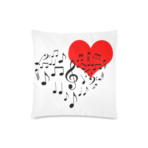 Singing Heart Red Song Black Music Love Romantic Custom Zippered Pillow Case 18"x18" (one side)