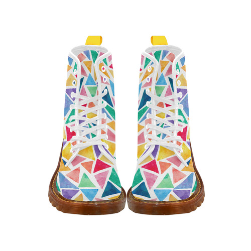 Colorful Watercolor Triangles Geometric Pattern Martin Boots For Women Model 1203H