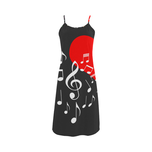 Singing Heart Red Note Music Love Romantic White Alcestis Slip Dress (Model D05)