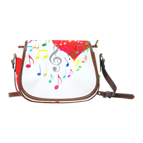 Singing Heart Red Song Color Music Love Romantic Saddle Bag/Small (Model 1649) Full Customization