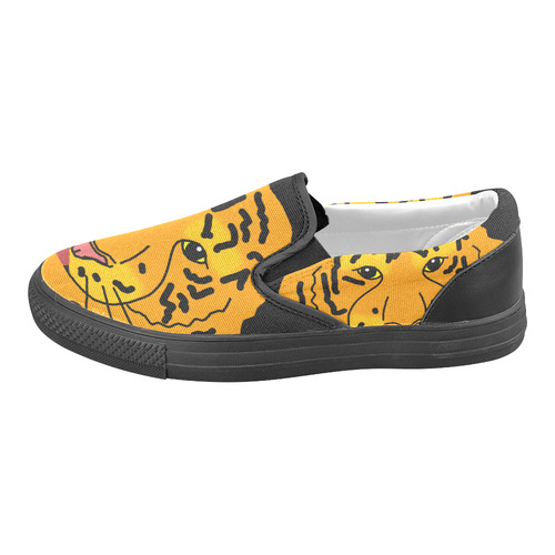 Funny Clever Cunning Wild Tiger Cat Animal Cute Men's Unusual Slip-on Canvas Shoes (Model 019)