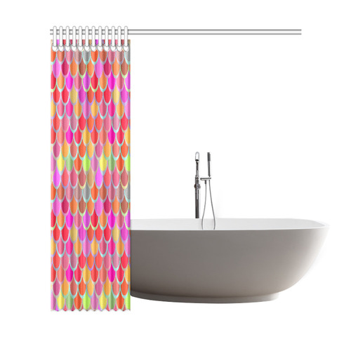 Mermaid Red Pink Orange Colorful Fish Pattern Shower Curtain 69"x72"