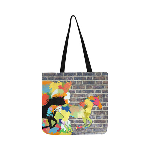 Horse  Shape Galloping out of Colorful Splash Reusable Shopping Bag Model 1660 (Two sides)