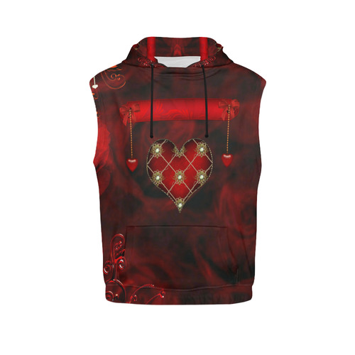 Beautiful heart All Over Print Sleeveless Hoodie for Men (Model H15)