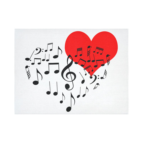 Singing Heart Red Song Black Music Love Romantic Cotton Linen Wall Tapestry 80"x 60"