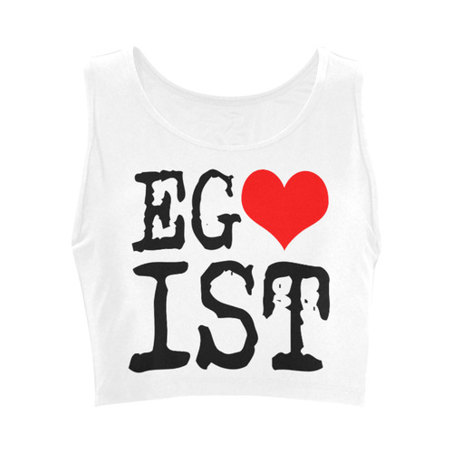 Egoist Red Heart Black Funny Cool Laugh Chic Women's Crop Top (Model T42)