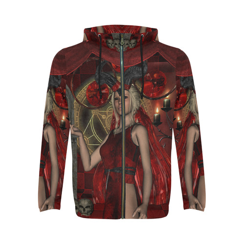 Wonderful dark fairy with candle light All Over Print Full Zip Hoodie for Men (Model H14)