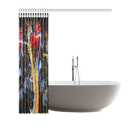 Saxophone Shower Curtain Jazzy Shower Shower Curtain 72"x72"