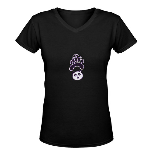 Panda Paw Women's Deep V-neck T-shirt (Model T19)
